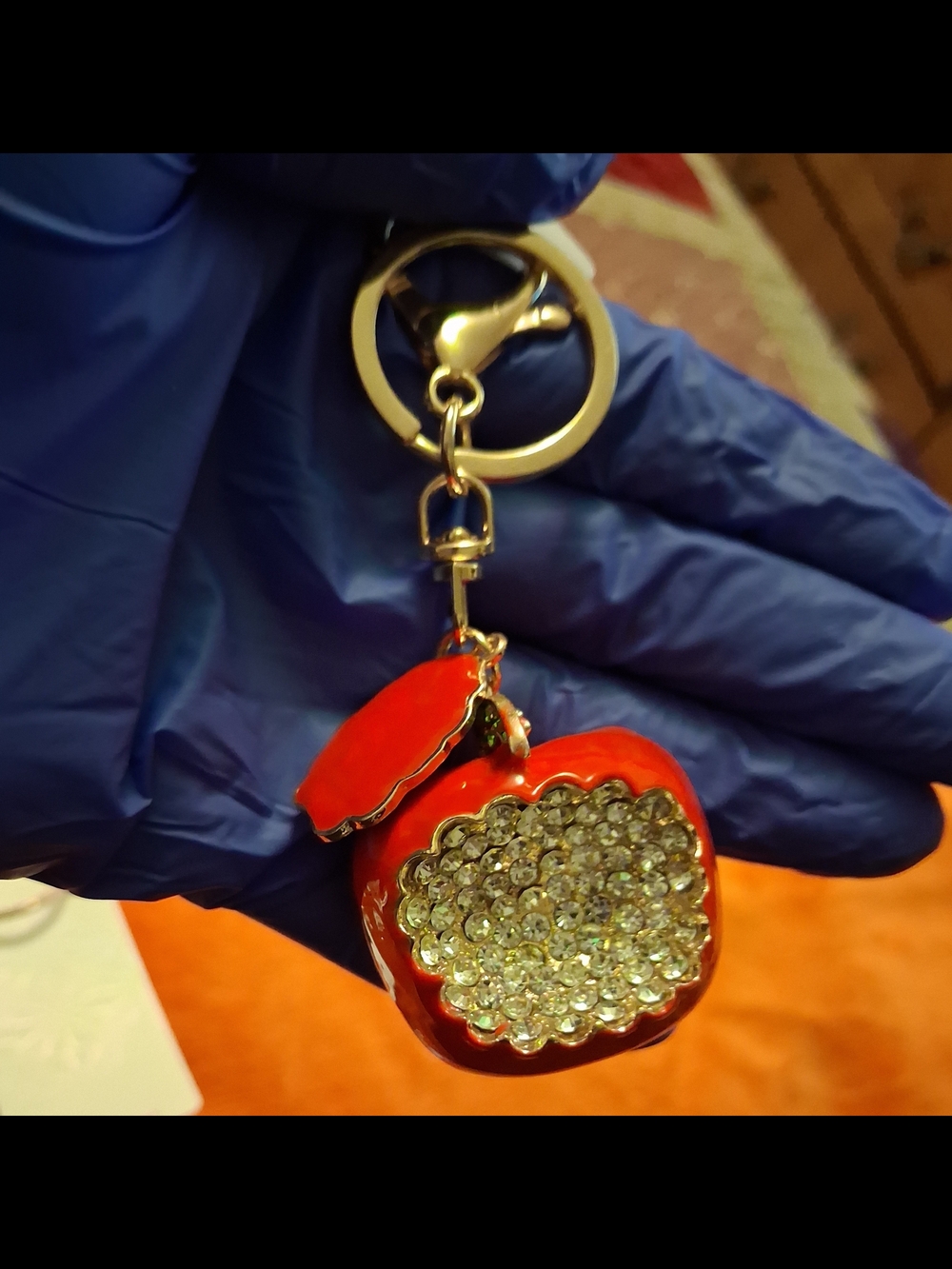 Red Apple Crystal Keychain Charm